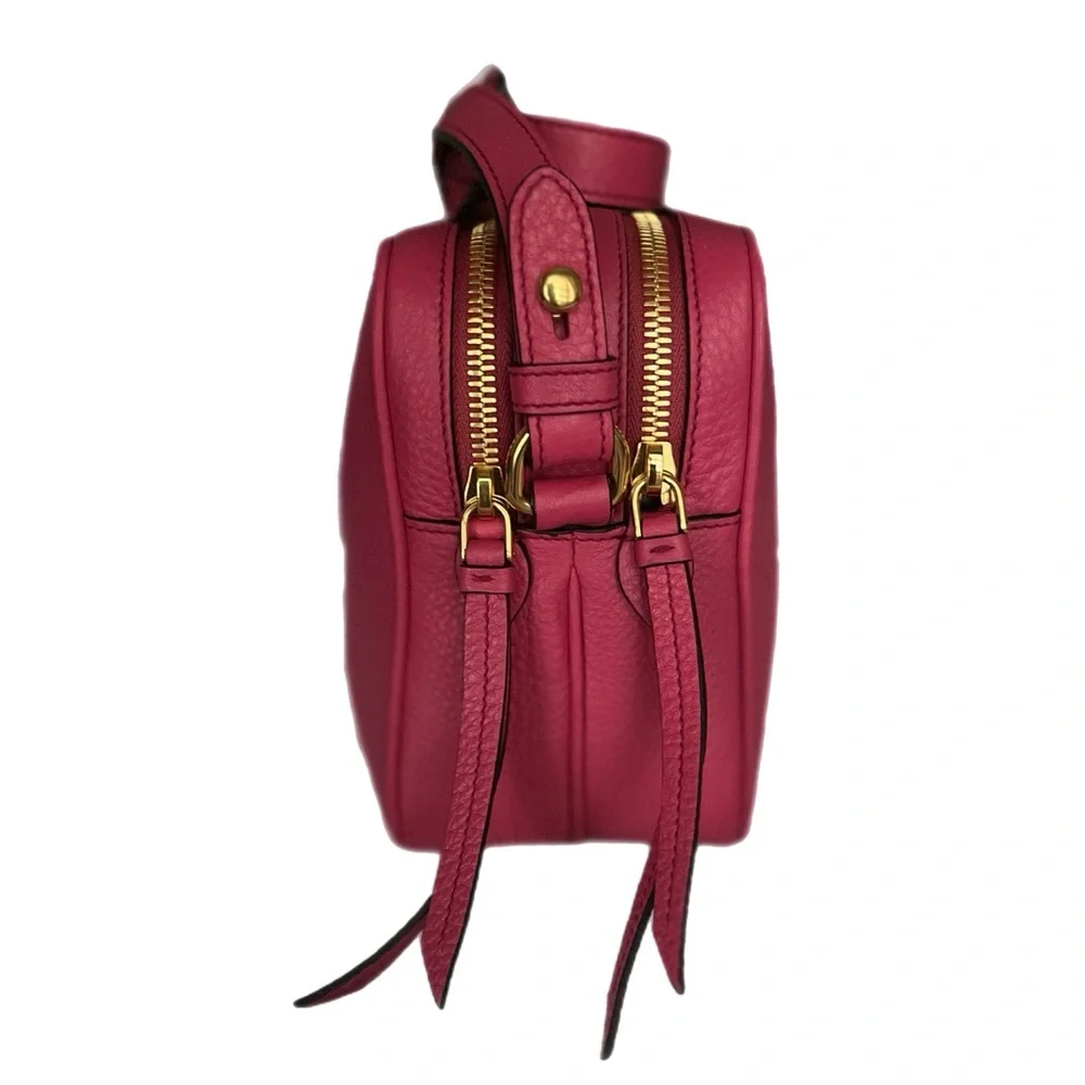 Authentic Prada Peonia Pink Vitello Phenix Leather Double Zip Crossbody …